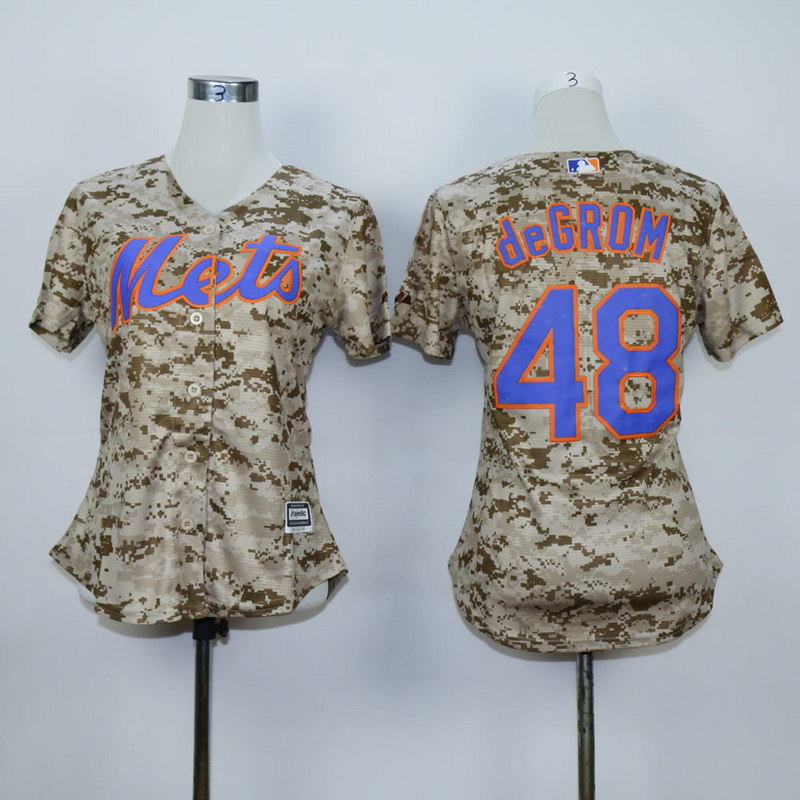 Women New York Mets 48 Degrom Camo MLB Jerseys